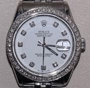 Men's Rolex Oyster Perpetual Datejust, White Diamond Dial, 36mm