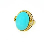 A Fine 18ct Gold Turquoise And Diamond Ring