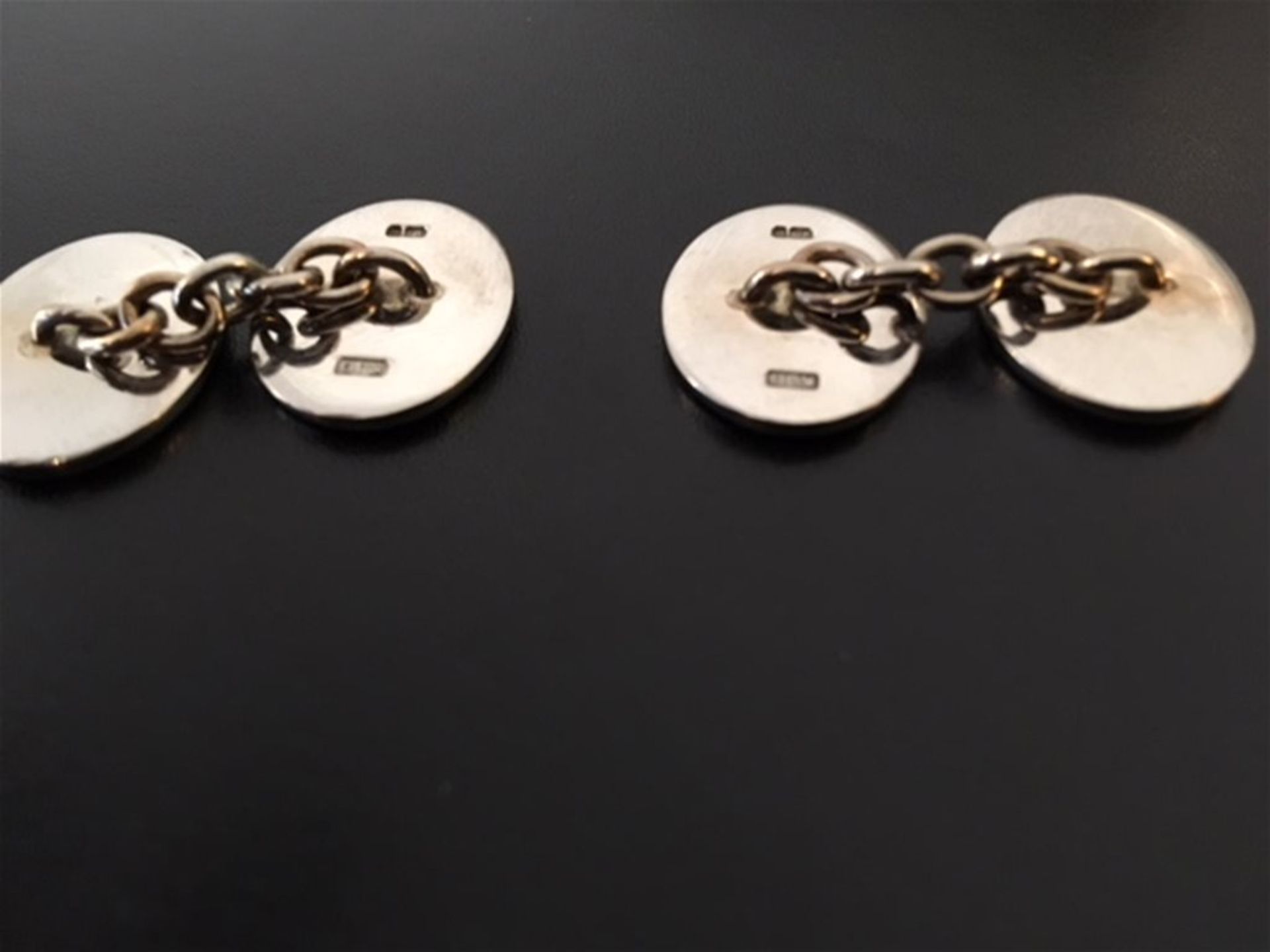 White gold cufflinks - Image 2 of 2