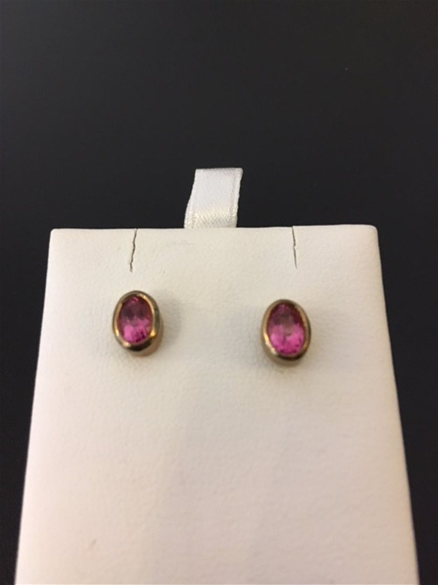 Gold & Pink Topaz earrings - Image 2 of 2
