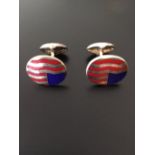 Silver US flag cufflinks