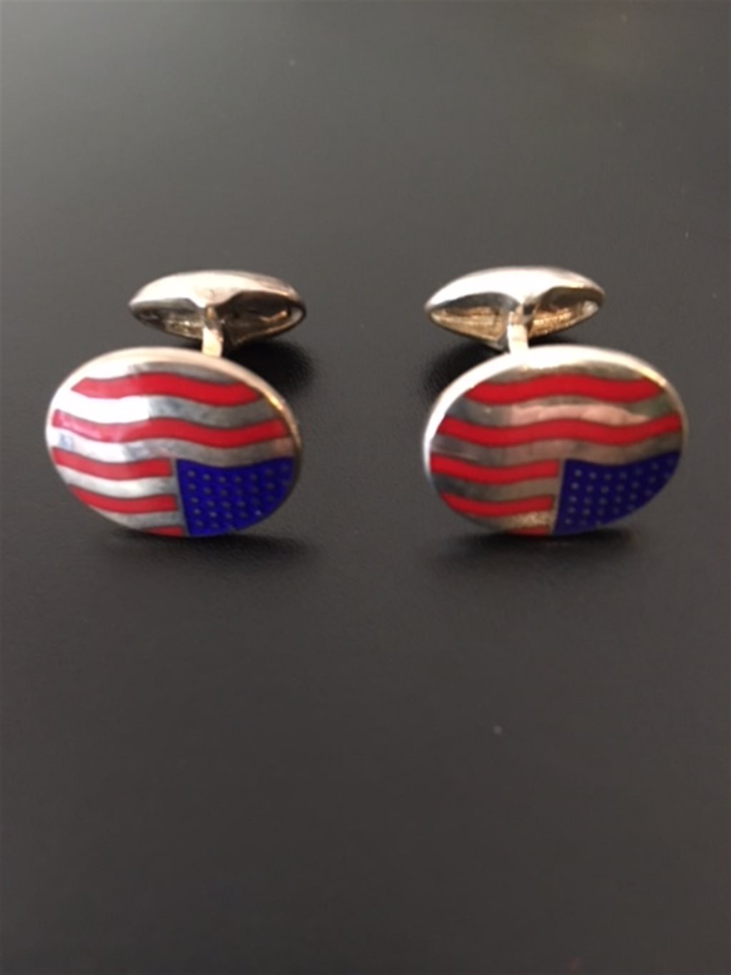 Silver US flag cufflinks