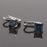 Earrings in 18K white gold with diamonds, total 2.62 ct Color Fancy blue Clarity: P1 Marked 750