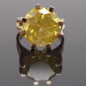 Enstenring in yellow gold, stamped 750, size 17.5 / 55, total weight 9.06 grams with a round