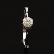 One-stone ring in 14K white gold with diamond of 0.3 ct Color H Clarity P1 Stamped 585 Size 17,5 /