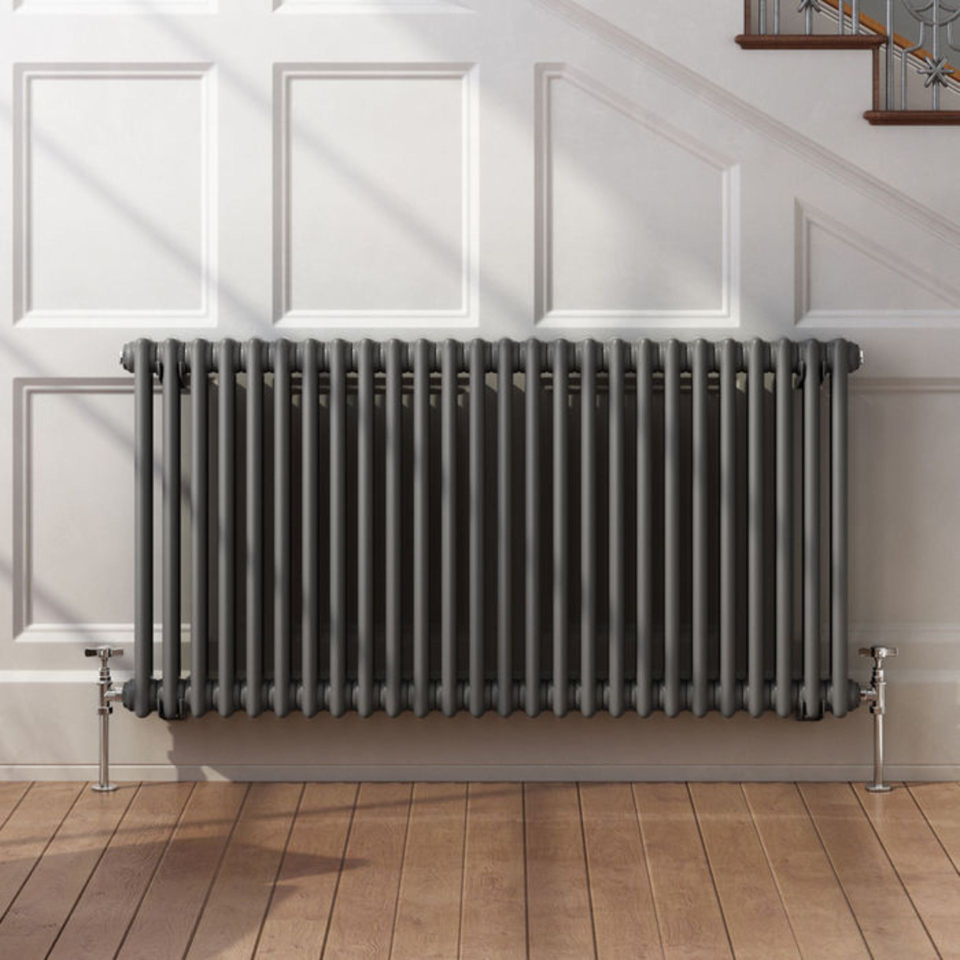 (L181) 600x1188mm Anthracite Double Panel Horizontal Colosseum Traditional Radiator. RRP £599.99. - Image 3 of 3