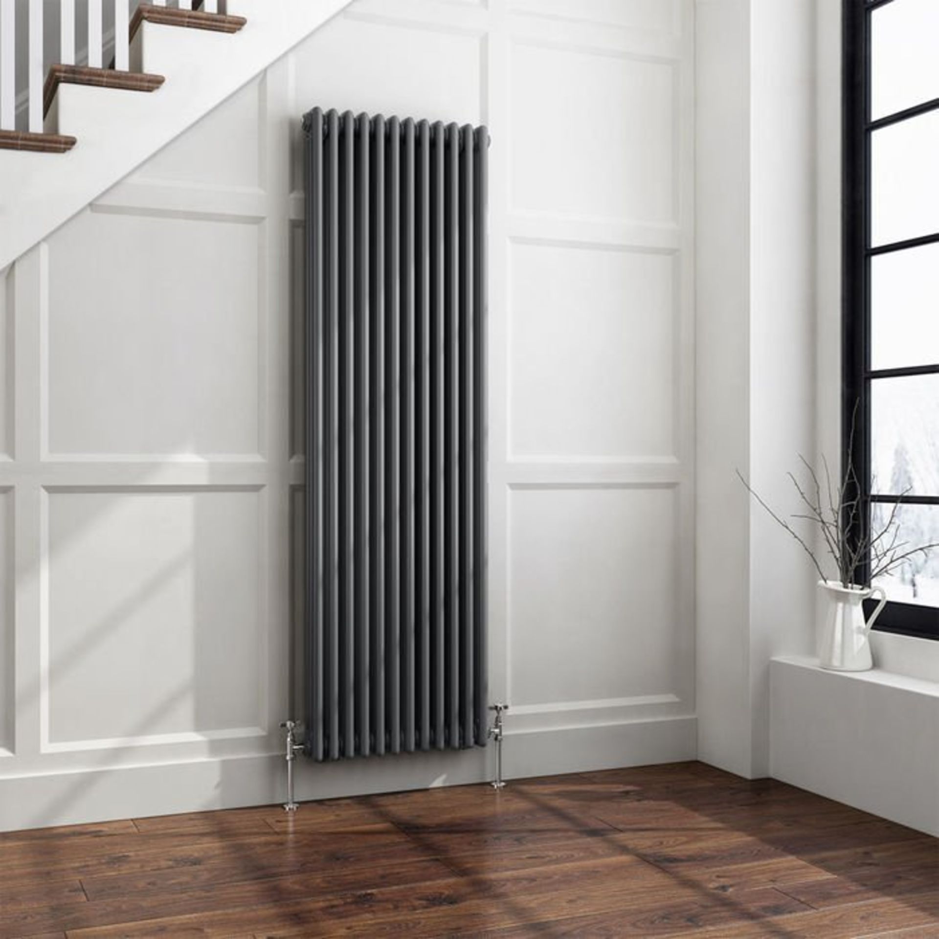 (L2)600x1445mm Anthracite Triple Panel Vertical Colosseum Traditional Radiator RRP £749.99 Low - Image 2 of 2
