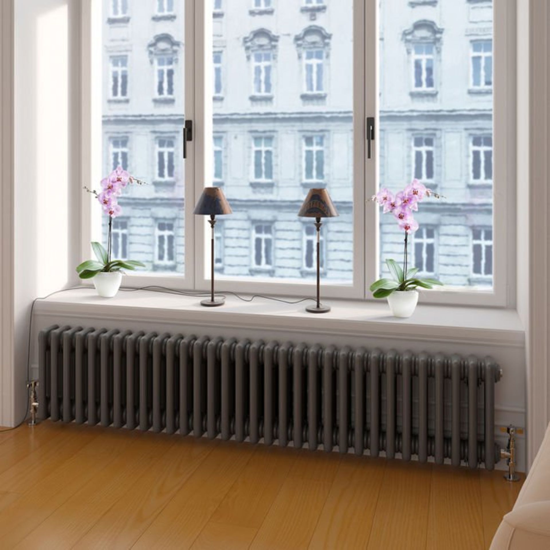 (L144) 300x1458mm Anthracite Triple Panel Horizontal Colosseum Traditional Radiator. RRP £649.99. - Image 2 of 3