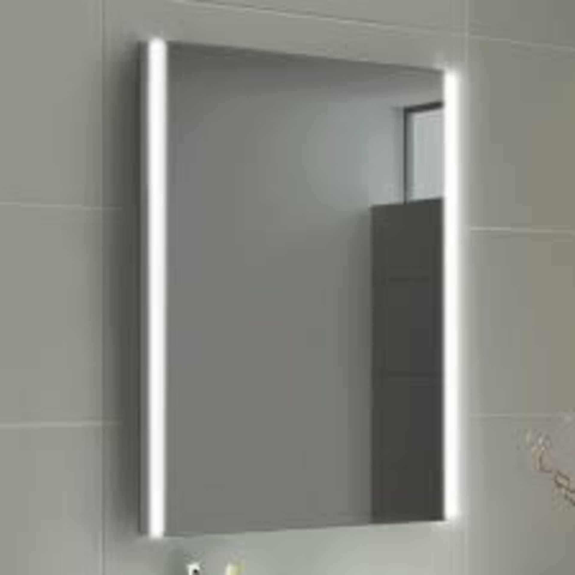 (J119) 500x700mm Lunar LED Mirror - Battery Operated. RRP £299.99. Energy saving controlled On / Off