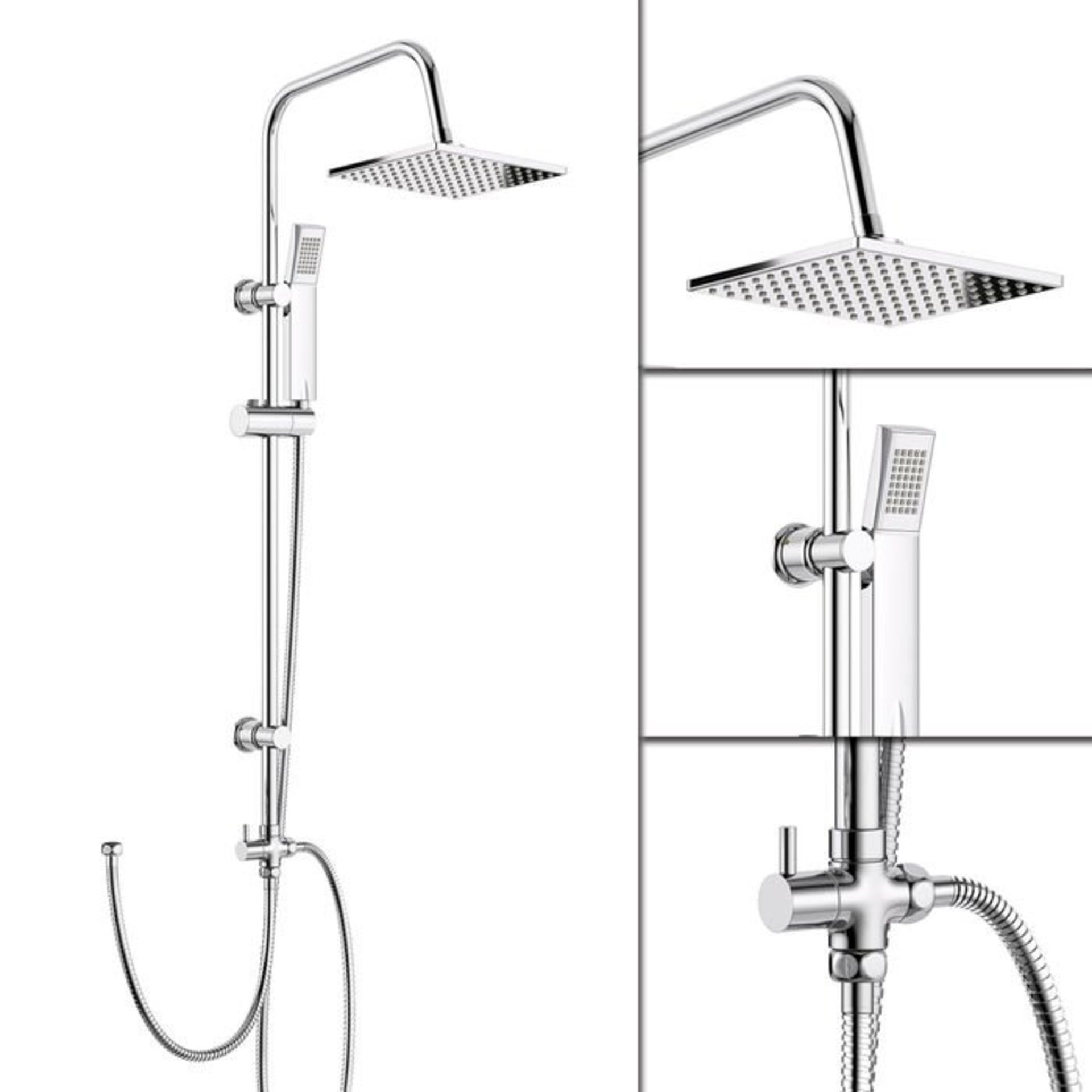 (L42) 200mm Square Head, Riser Rail & Handheld Kit Quality stainless steel shower head with Easy - Image 3 of 3