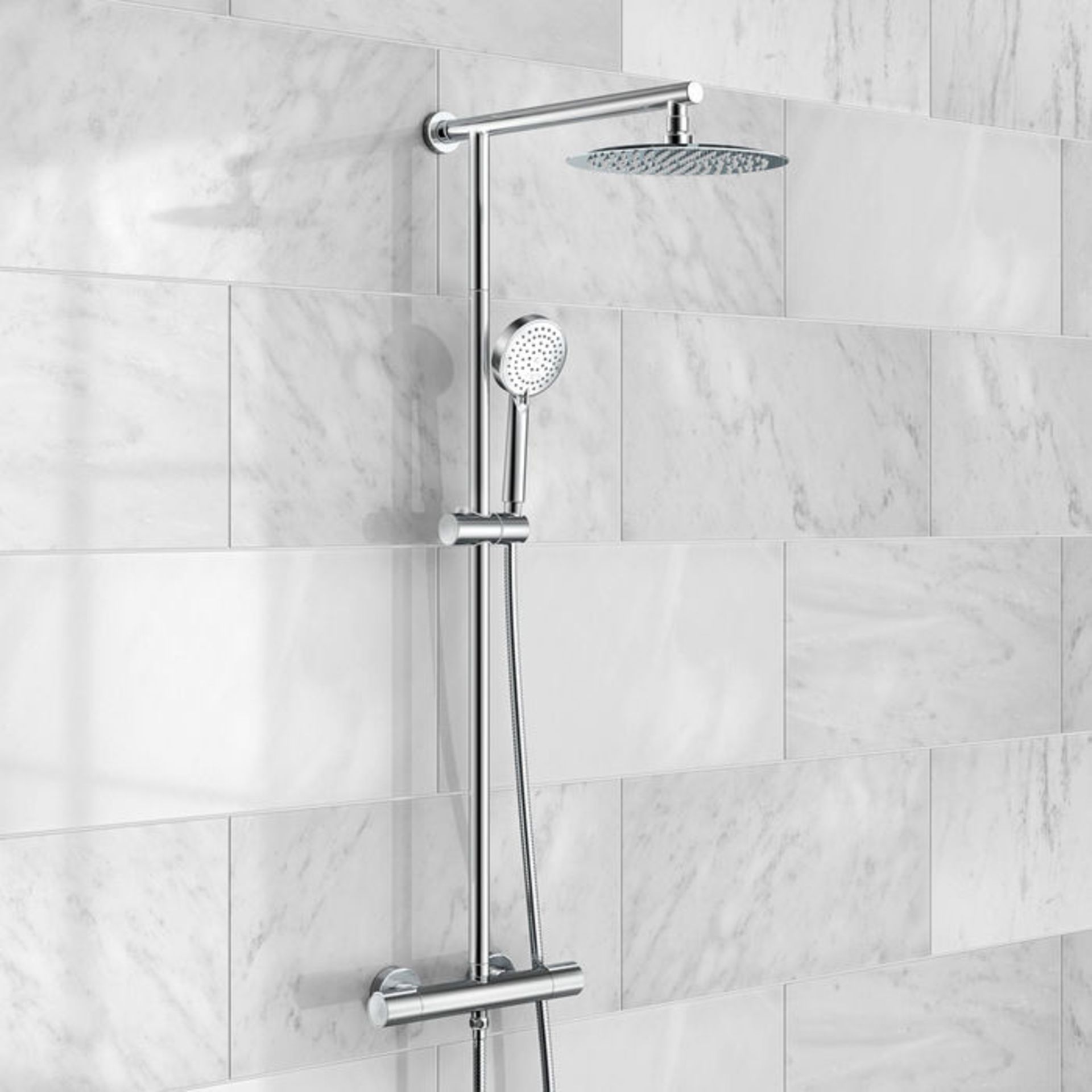 (L41) 250mm Large Round Head Thermostatic Exposed Shower Kit & Handheld. Luxurious larger head for a - Image 2 of 3