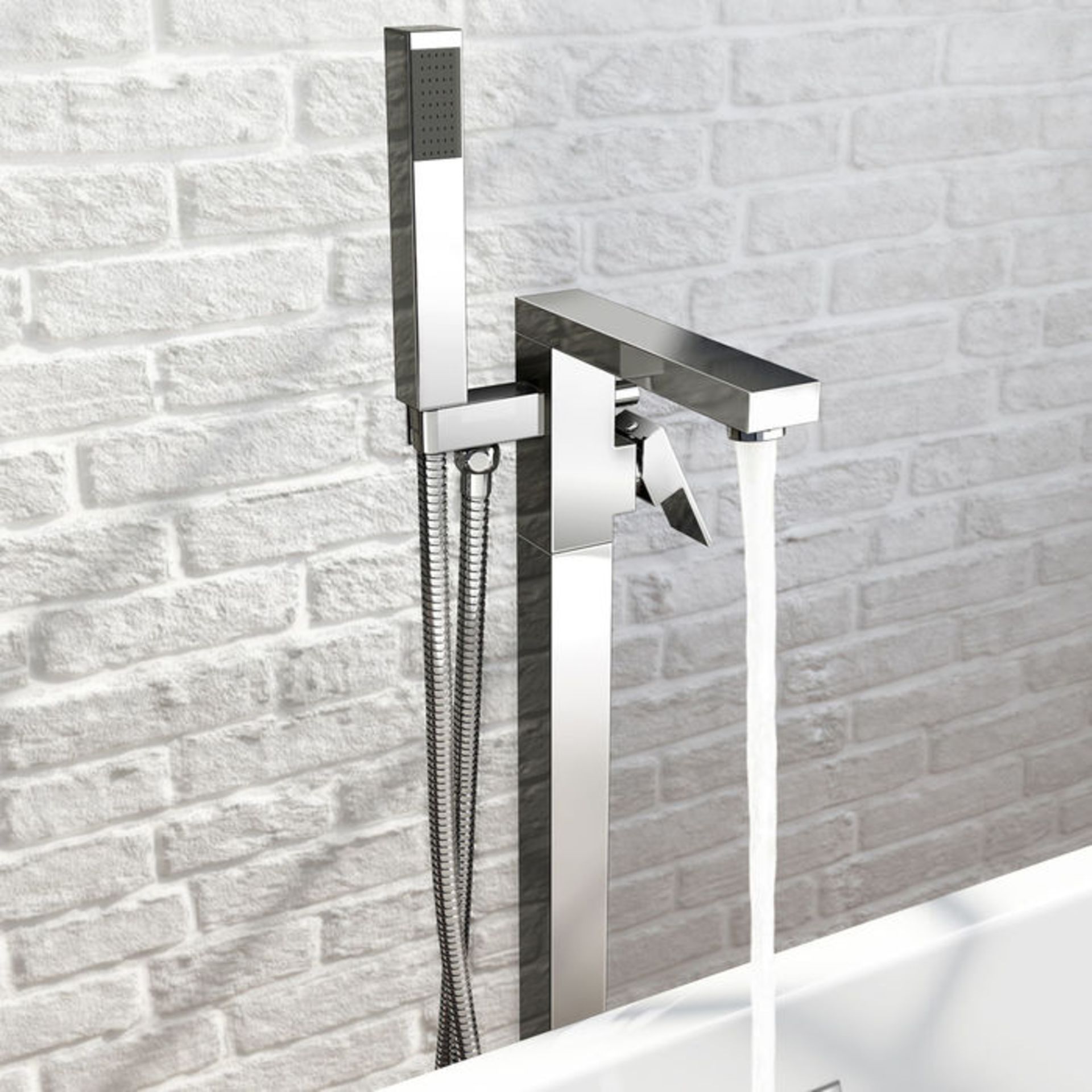 (L32) Harper Freestanding Shower Mixer Tap & Hand Held Shower Head. Crafted from chrome plated, - Image 3 of 3