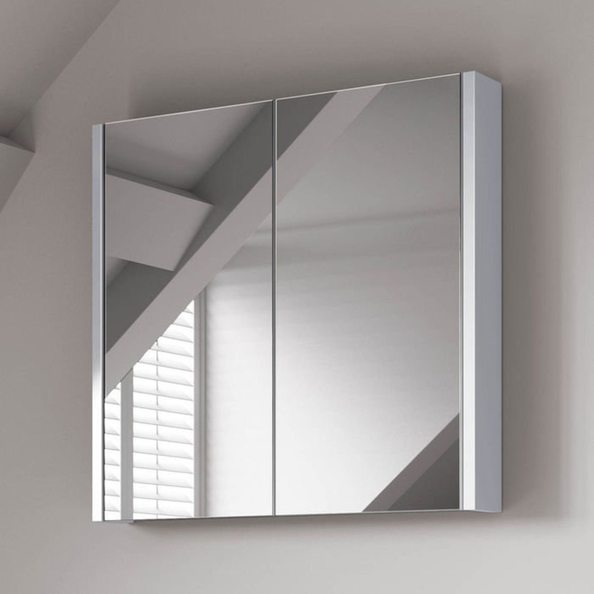 (L191) 600mm Gloss White Double Door Mirror Cabinet. RRP £174.99. Sleek contemporary design Double