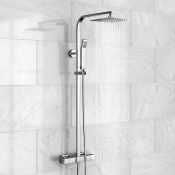 (L40) 200mm Square Head Thermostatic Exposed Shower Kit. Family friendly detachable hand set to suit