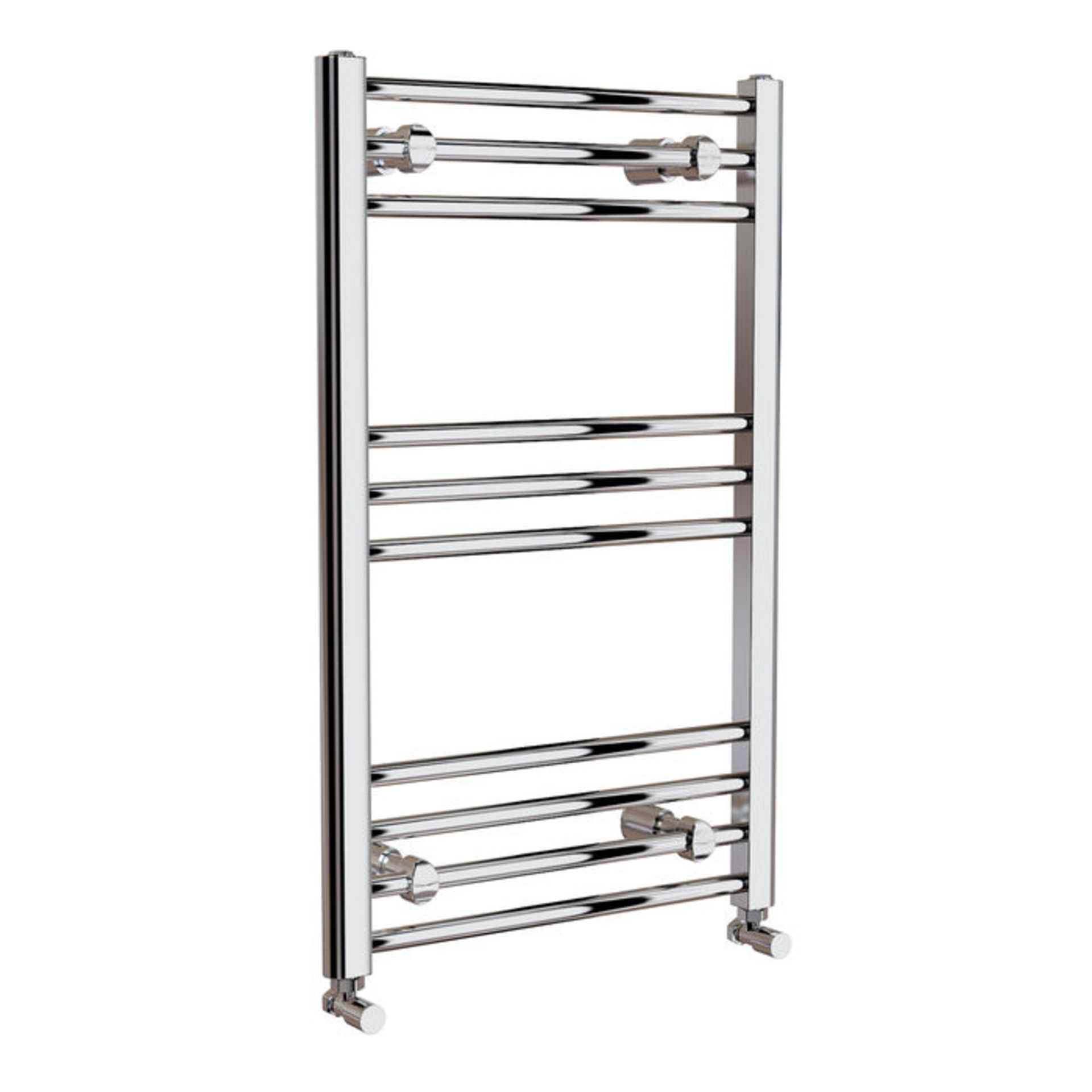 (L74) 800x500mm - 20mm Tubes - Chrome Heated Straight Rail Ladder Towel Radiator. Low carbon steel - Image 2 of 3