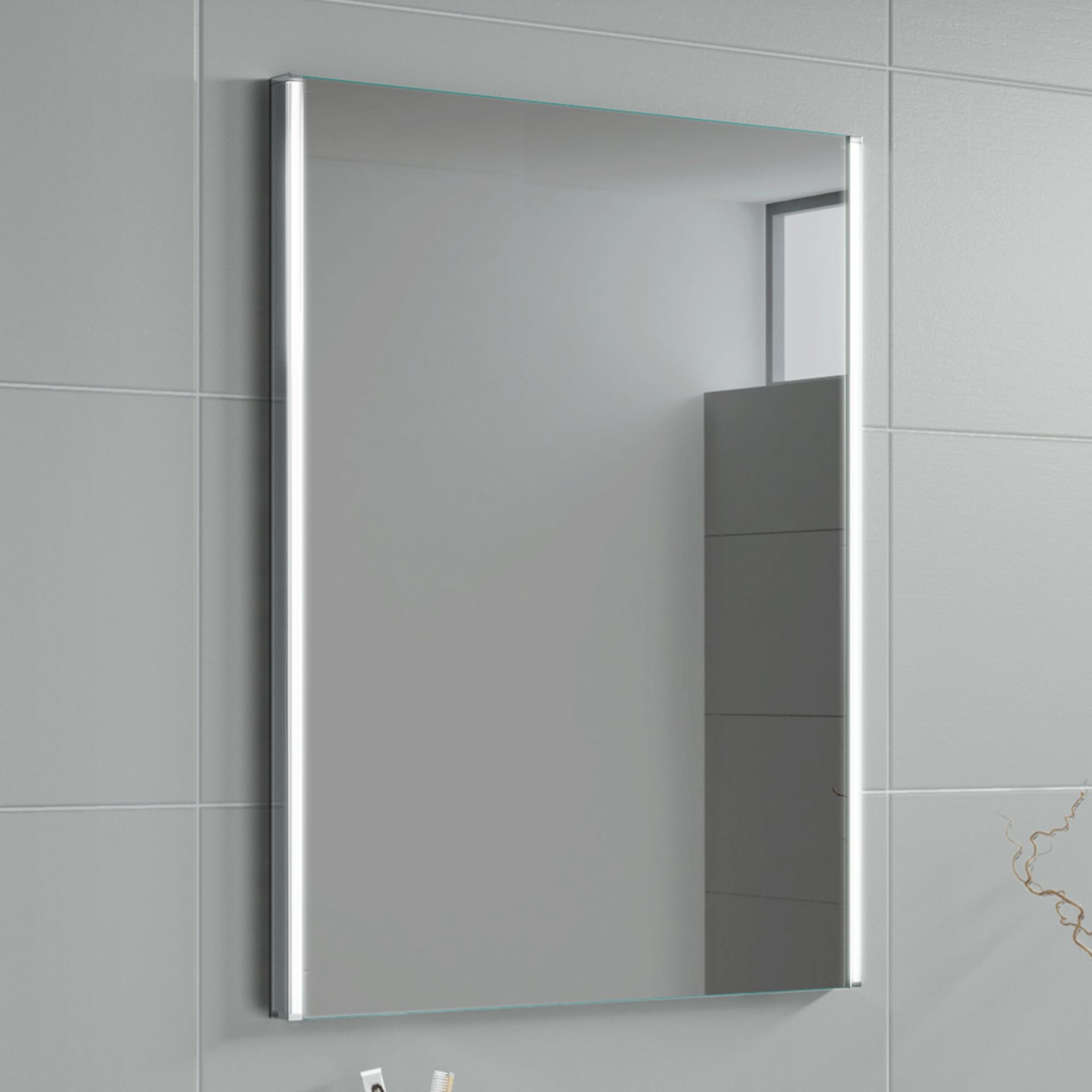 (J119) 500x700mm Lunar LED Mirror - Battery Operated. RRP £299.99. Energy saving controlled On / Off - Image 2 of 4