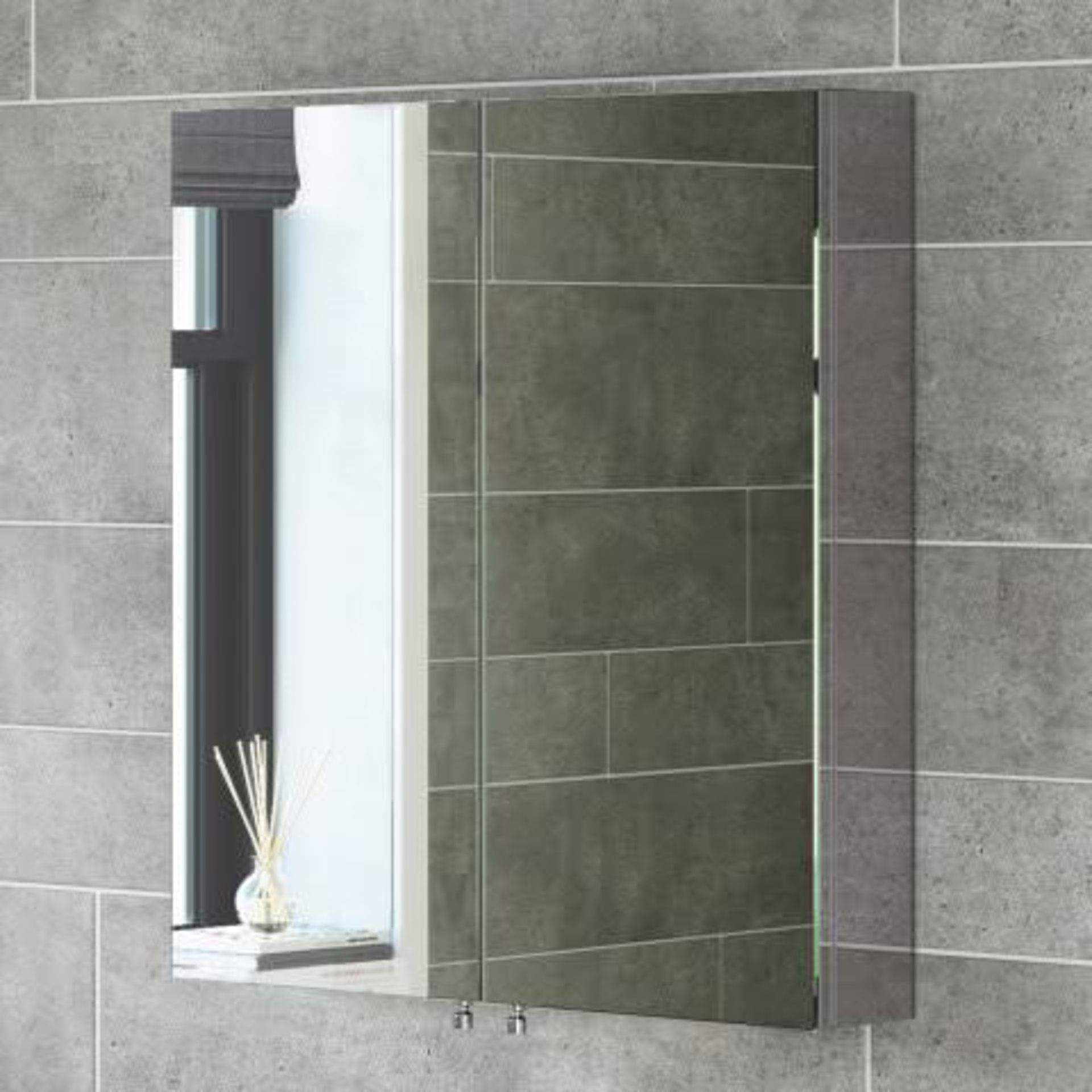 (T200) 670x600mm Liberty Stainless Steel Double Door Mirror Cabinet RRP £262.99 Perfect Reflection - Image 4 of 4