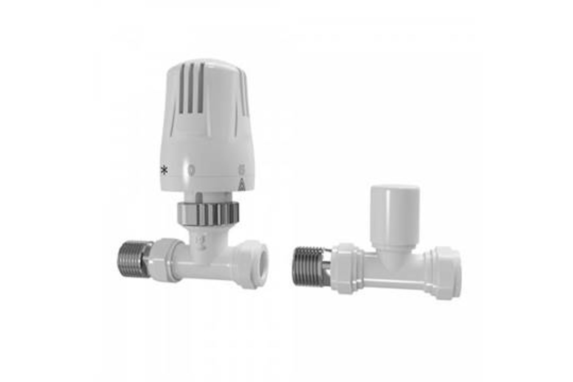 (I226) 15mm Standard Connection Thermostatic Straight Gloss White Radiator Valves Made of solid