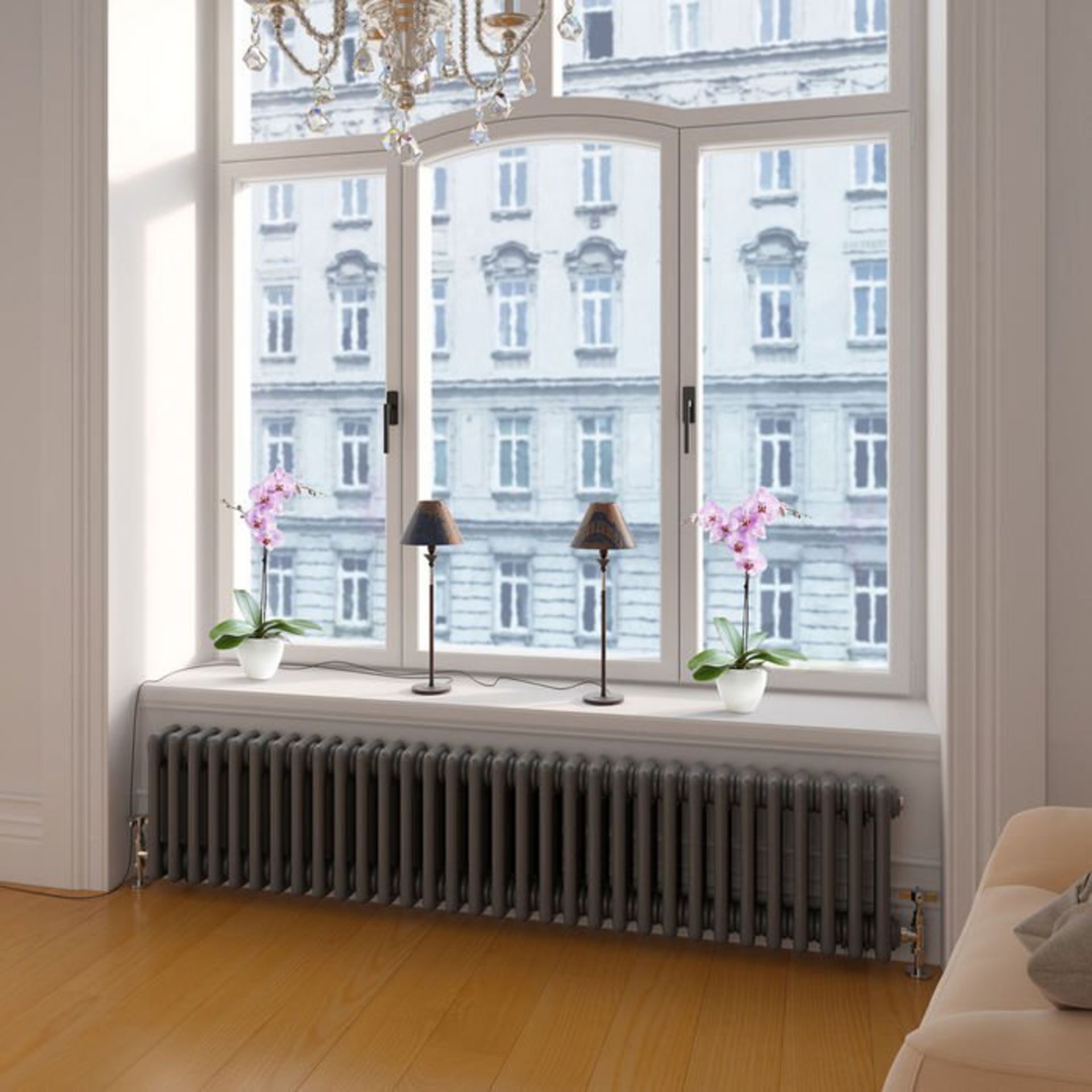 (L147) 300x1458mm Anthracite Triple Panel Horizontal Colosseum Traditional Radiator. RRP £649.99. - Image 2 of 3