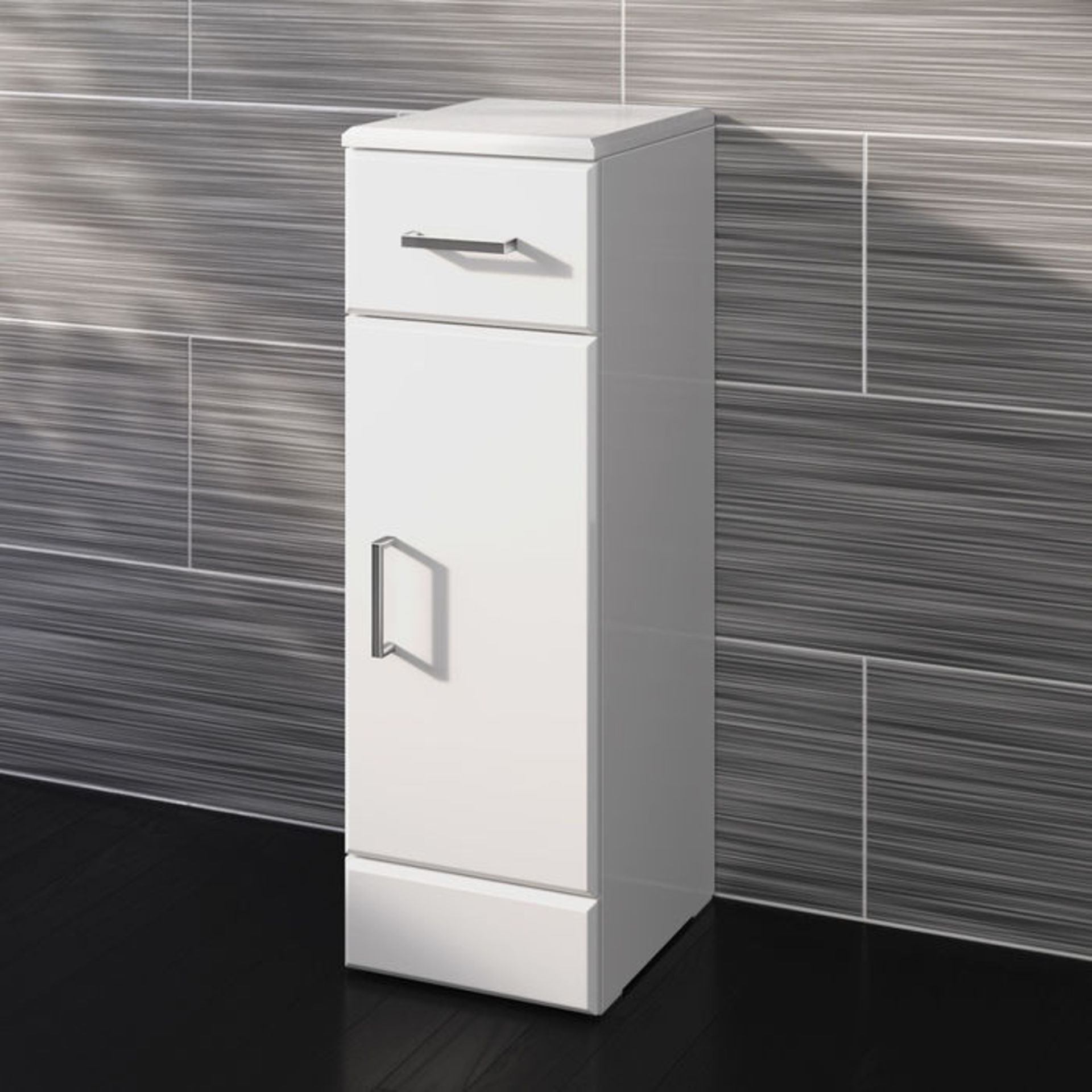 (L95) 250x300mm Quartz Gloss White Small Side Cabinet Unit. RRP £143.99. Pristine gloss white finish - Image 2 of 3