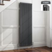 (L2)600x1445mm Anthracite Triple Panel Vertical Colosseum Traditional Radiator RRP £749.99 Low