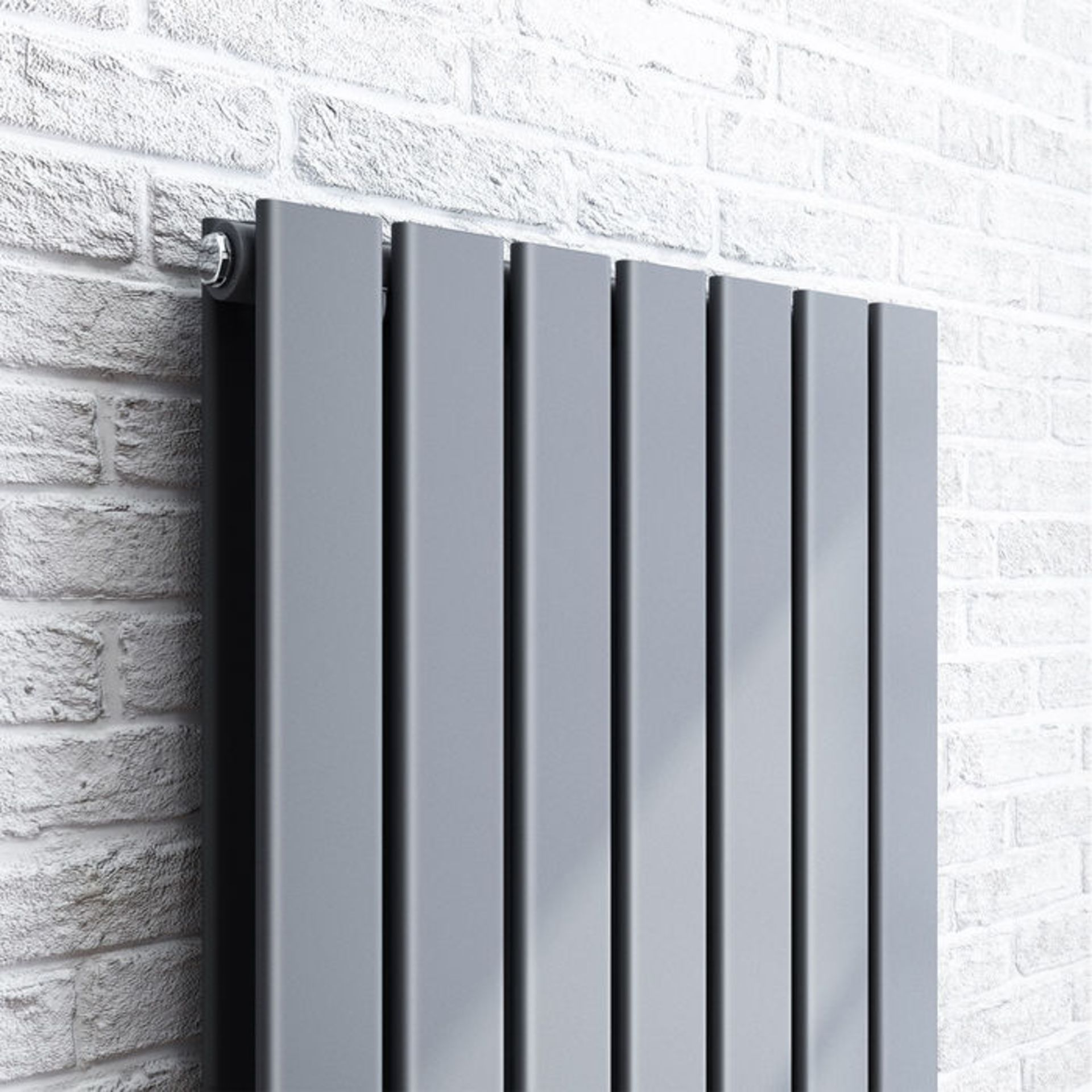 (L9)1800x532mm Anthracite Double Flat Panel Vertical Radiator RRP £499.99 Low carbon steel, high - Image 2 of 3