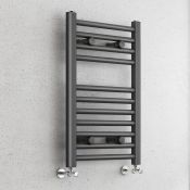 (L155) 650x400mm - 25mm Tubes - Anthracite Heated Straight Rail Ladder Towel Radiator. RRP £124.