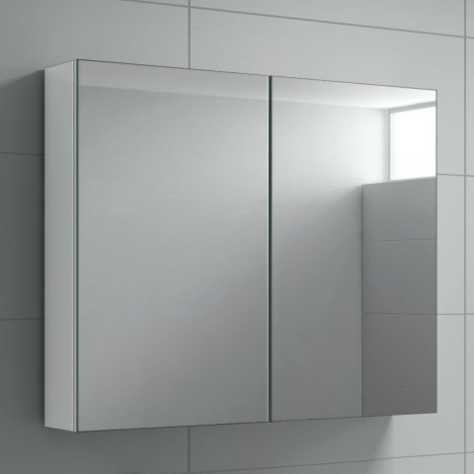 (T203) 667mm Harper Gloss White Double Door Mirror Cabinet RRP £224.99 Reflection Perfection The - Image 5 of 5