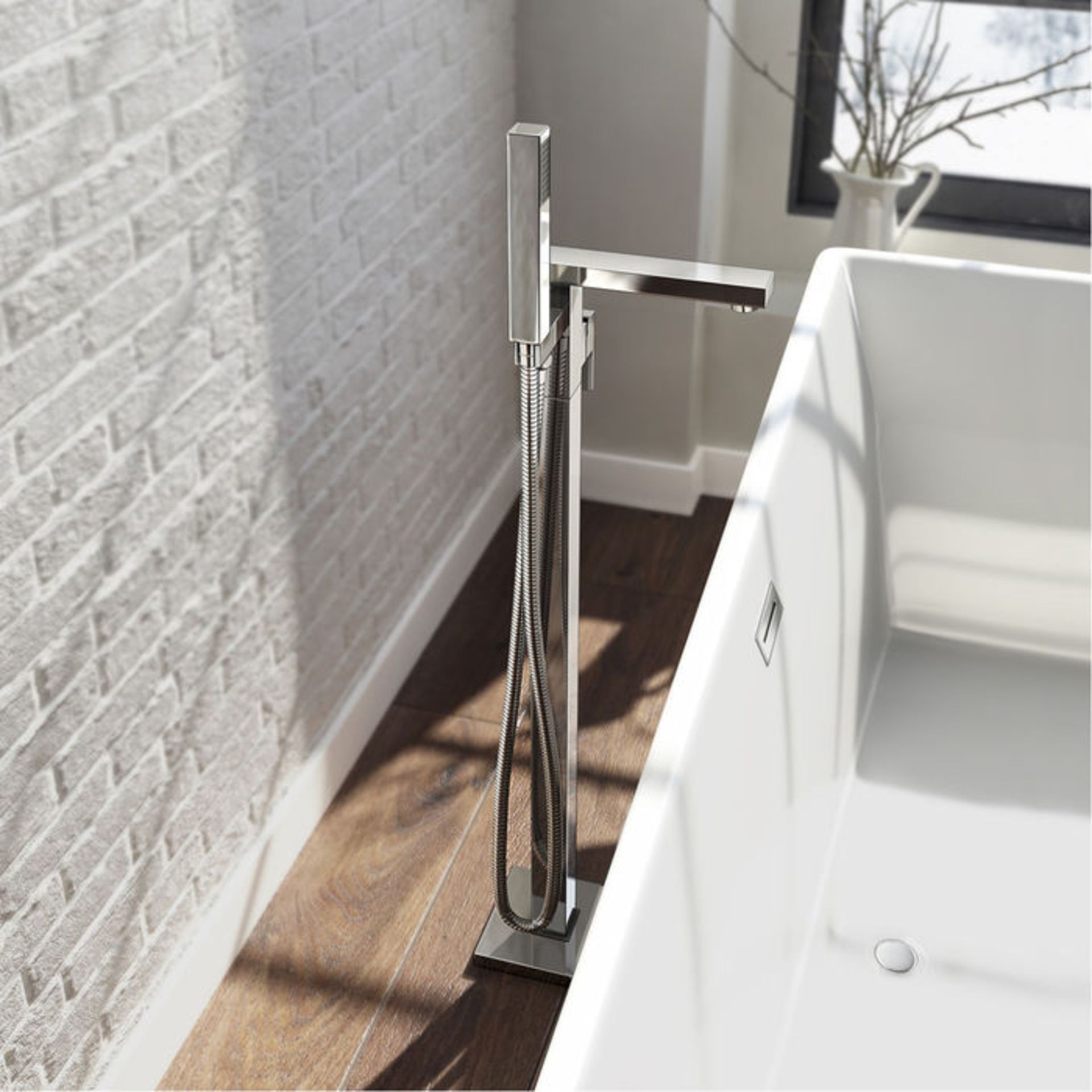 (L32) Harper Freestanding Shower Mixer Tap & Hand Held Shower Head. Crafted from chrome plated, - Image 2 of 3