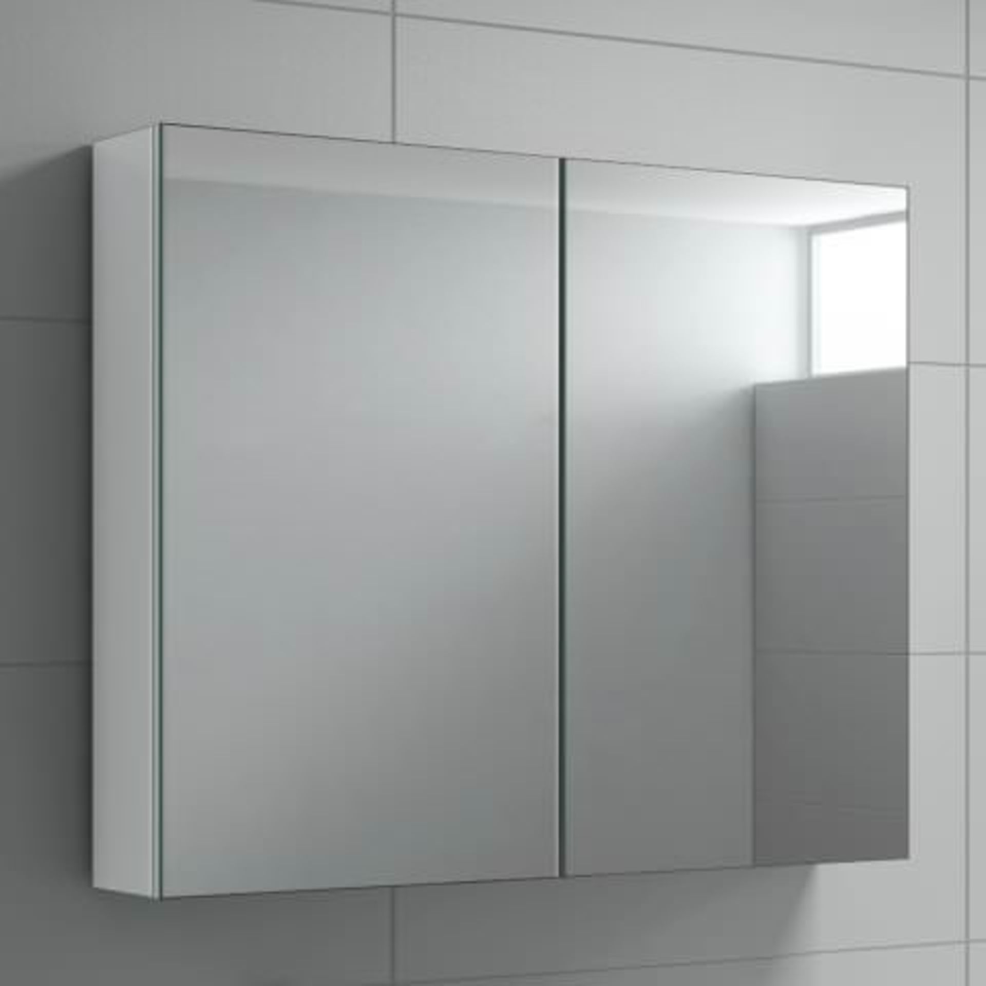 (T203) 667mm Harper Gloss White Double Door Mirror Cabinet RRP £224.99 Reflection Perfection The