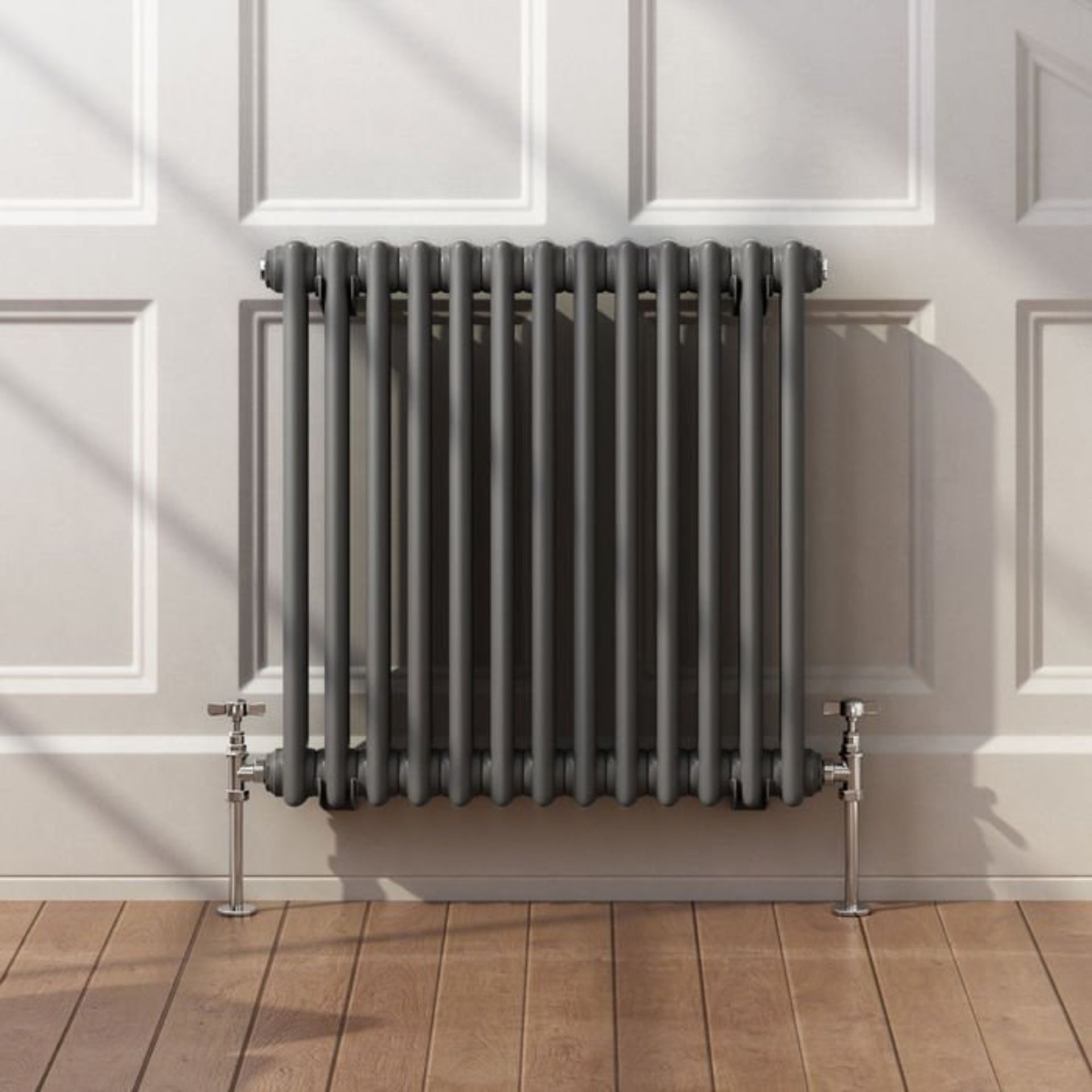 (L113) 600x603mm Anthracite Double Panel Horizontal Colosseum Traditional Radiator. RRP £337.99. - Image 2 of 3