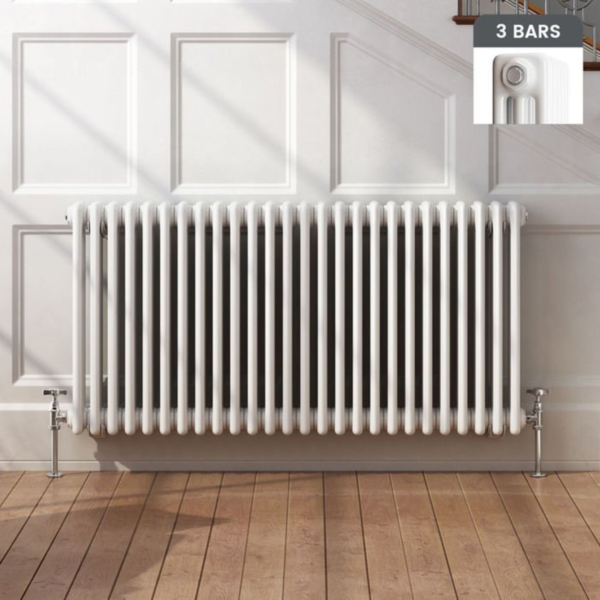 (L184) 600x1180mm White Triple Panel Horizontal Colosseum Traditional Radiator. RRP £531.99. Low