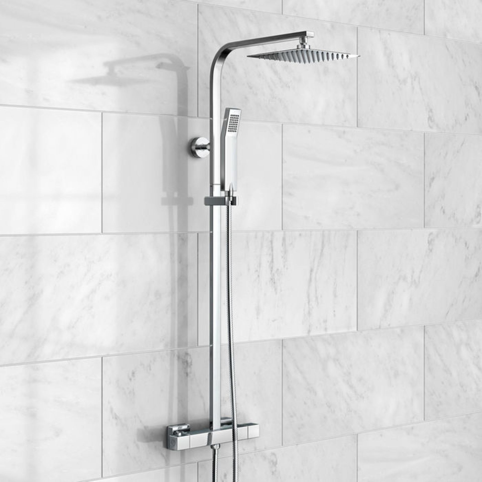 (L40) 200mm Square Head Thermostatic Exposed Shower Kit. Family friendly detachable hand set to suit - Image 2 of 3