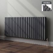 (L7)600x1440mm Anthracite Double Panel Oval Tube Horizontal Radiator RRP £455.99 Low carbon steel,