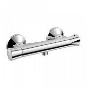 (E90) Thermostatic Shower Valve - Round Bar Mixer. Chrome plated solid brass mixer Cool to Touch
