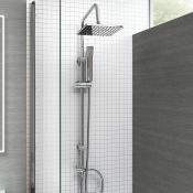 (E31) 200mm Square Head, Riser Rail & Handheld Kit. Quality stainless steel shower head with Easy