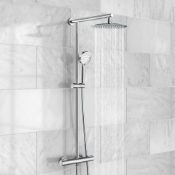 250mm Large Round Head Thermostatic Exposed Shower Kit & Handheld. Luxurious larger head for a