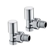 (E101) 15mm Standard Connection Angled Radiator Valves - Heavy Duty Polished Chrome Plated Brass