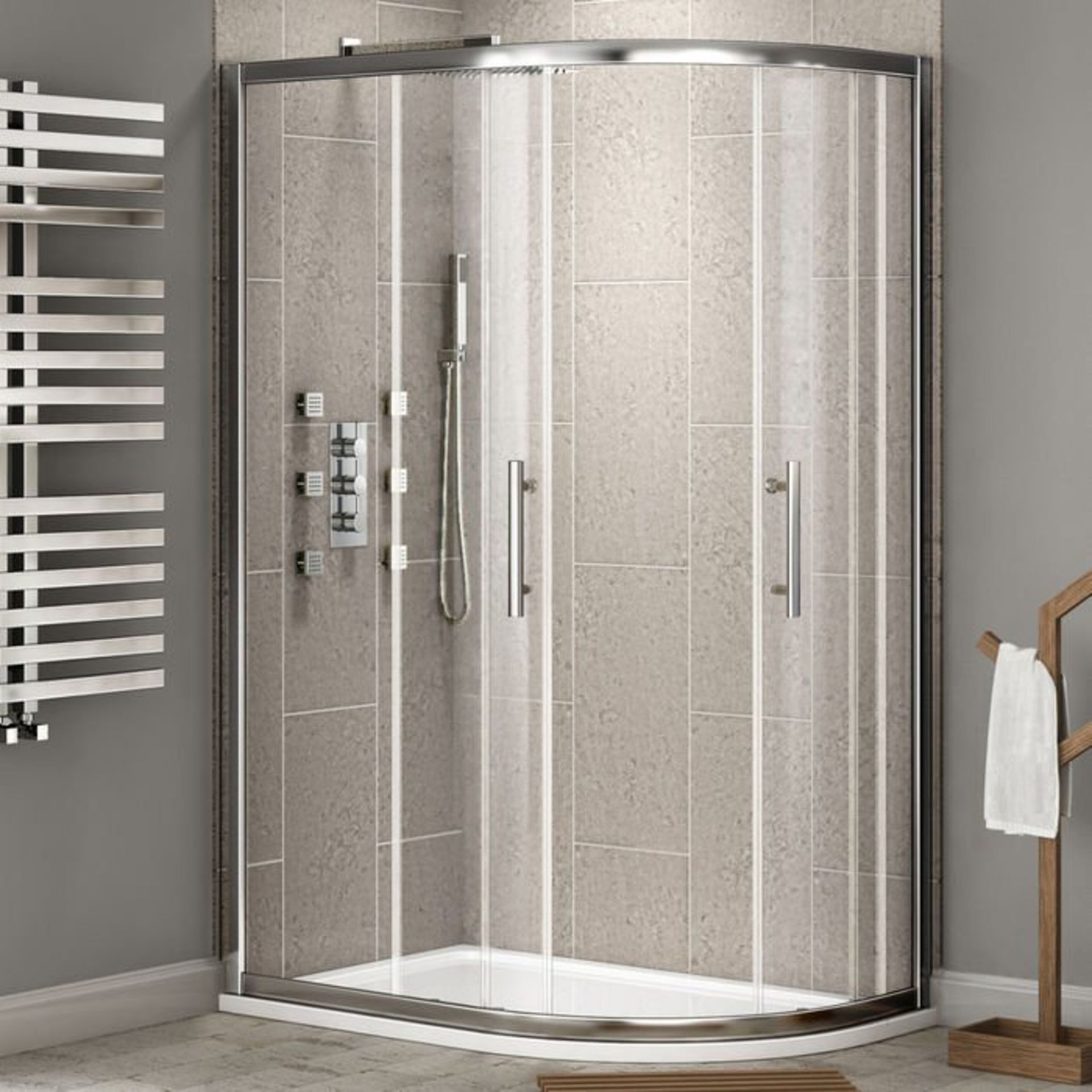 (E50) 800x1000mm - 8mm - Premium EasyClean Offset Quadrant Shower Enclosure - Reversible. RRP £399. - Image 2 of 5