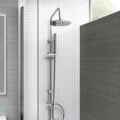 (E32) 200mm Round Head, Riser Rail & Handheld Kit. Quality stainless steel shower head with Easy