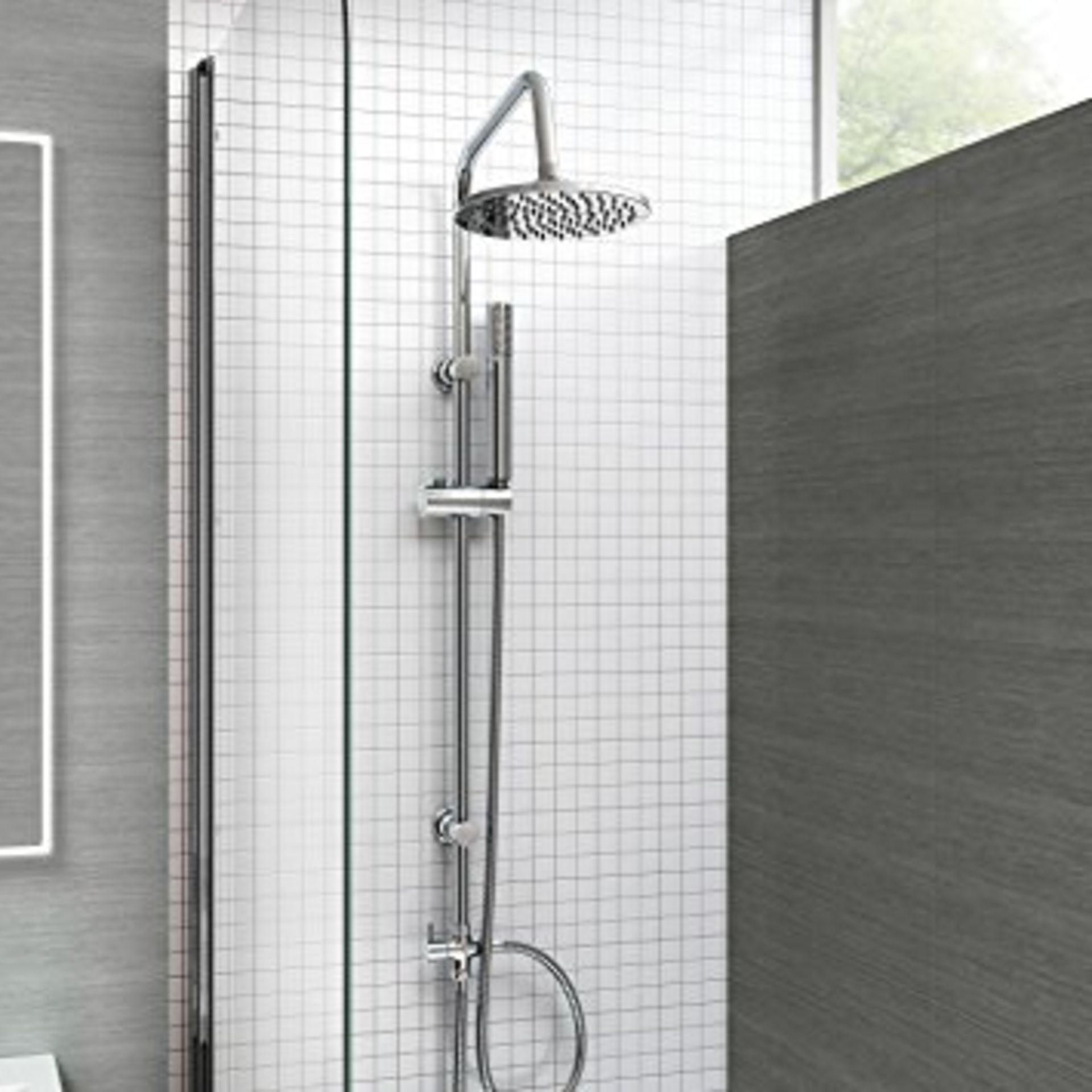 (E32) 200mm Round Head, Riser Rail & Handheld Kit. Quality stainless steel shower head with Easy