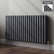 (E110) 600x1200mm Anthracite Double Panel Oval Tube Horizontal Radiator. RRP £407.99. Low carbon