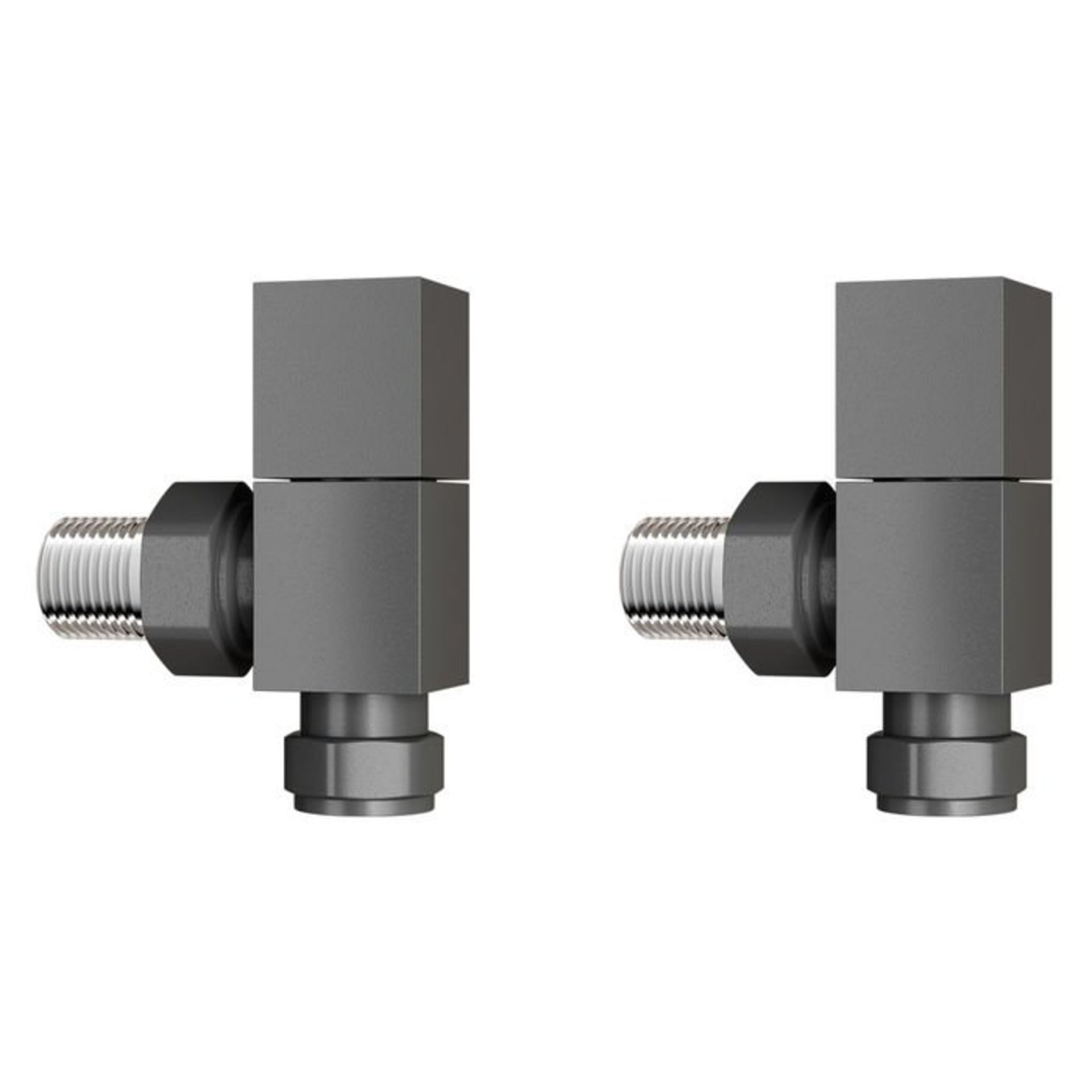 (E97)15mm Standard Connection Square Angled anthracite Radiator Valves Complies with BS2767