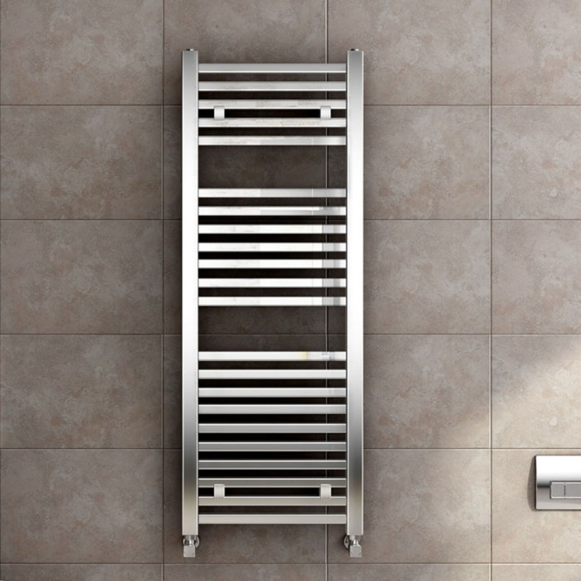 (E7) 1200x450mm Chrome Square Rail Ladder Towel Radiator. RRP £296.99. Low carbon steel chrome