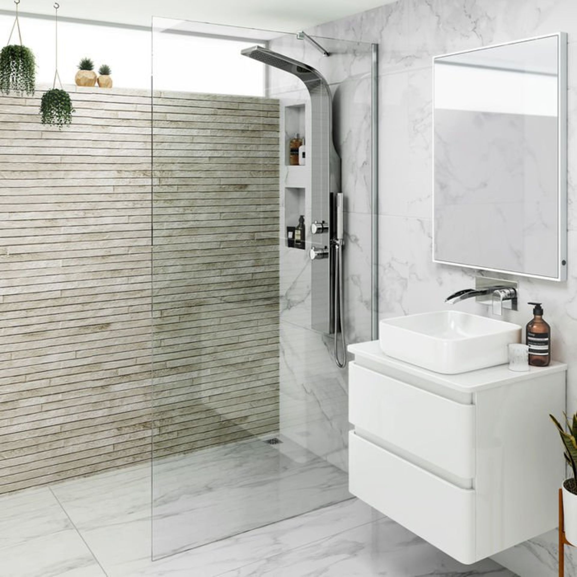 (L197) 700mm - 8mm - Premium EasyClean Wetroom Panel. RRP £299.99. 8mm EasyClean glass - Our glass - Image 3 of 3