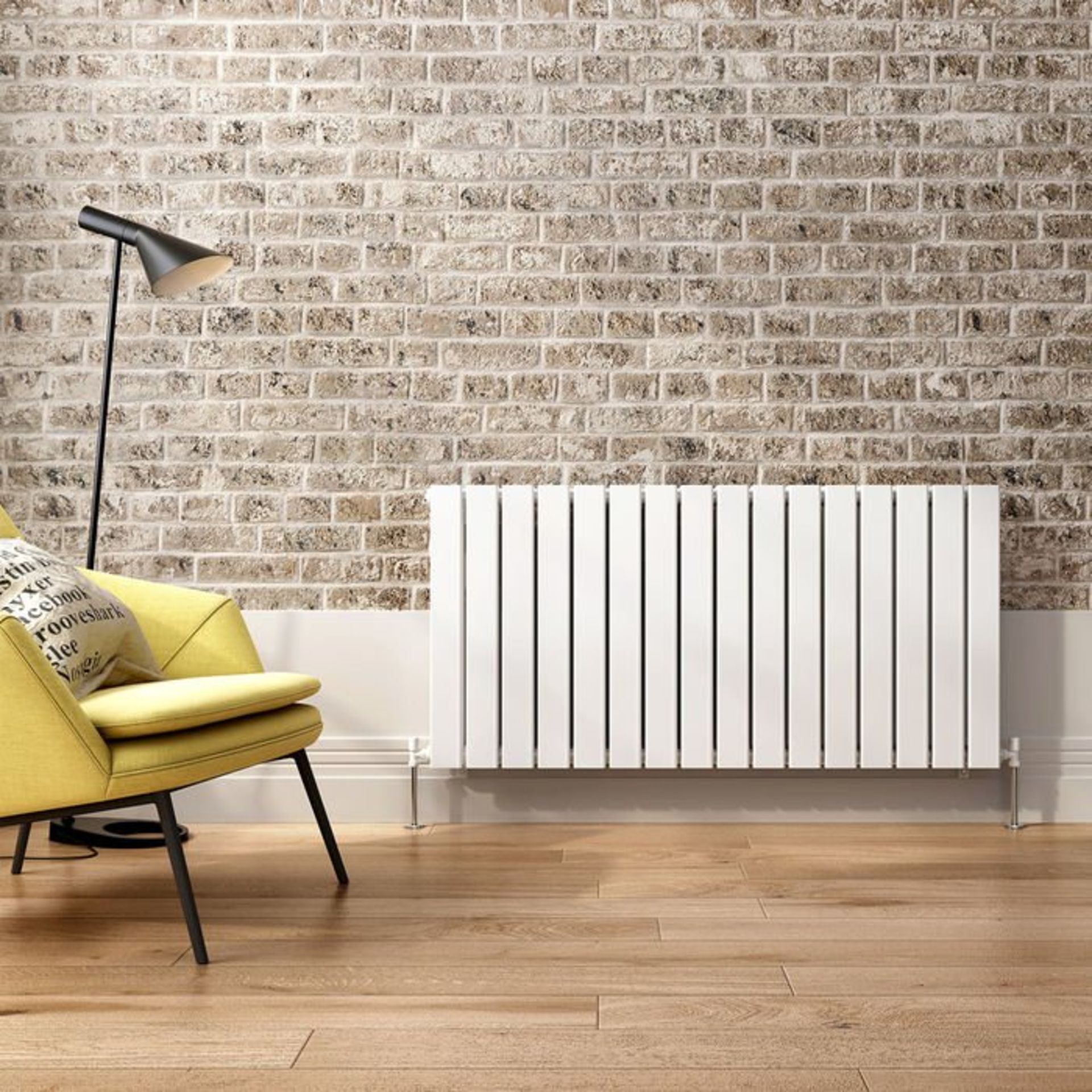 (E4) 600x1210mm Gloss White Double Flat Panel Horizontal Radiator - Premium. RRP £749.99. Made - Image 3 of 4