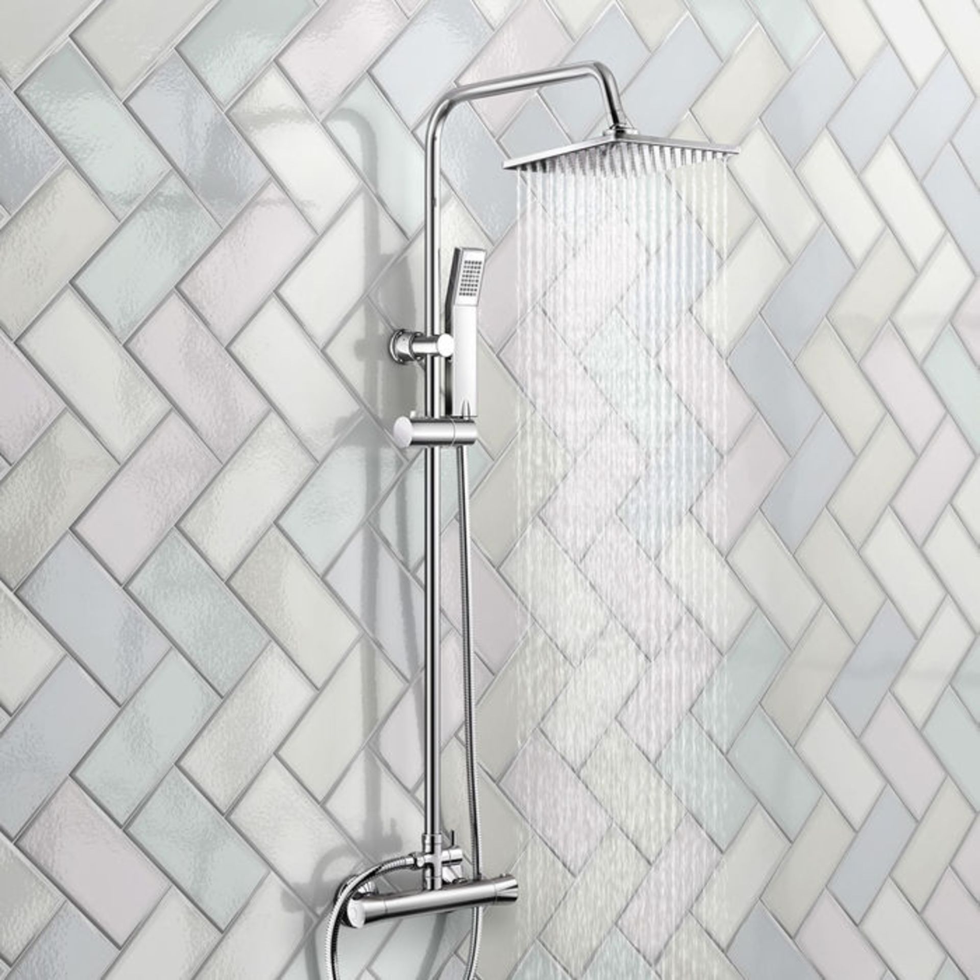 (E21) 200mm Square Head Thermostatic Exposed Shower Kit & Handheld. Built in 38 degree anti-scalding - Image 3 of 3