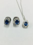 18ct Sapphire diamond Earrings and Pendant Set,0.78ct natural sapphire,0.24ct diamond brilliant