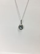 18ct white gold Aquamarine diamond pendant,1.00ct Aquamarine,23 diamonds g Coloured vs quality,0.