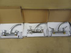 (T6) 3 X Various Sets Of Brand New Chrome Plated Kitchen Mixer Tap . Total Approx. Rrp Value £300.